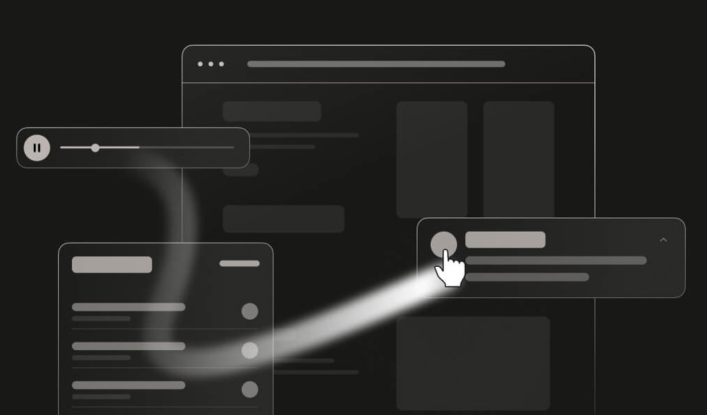 separate elements of a browser interface