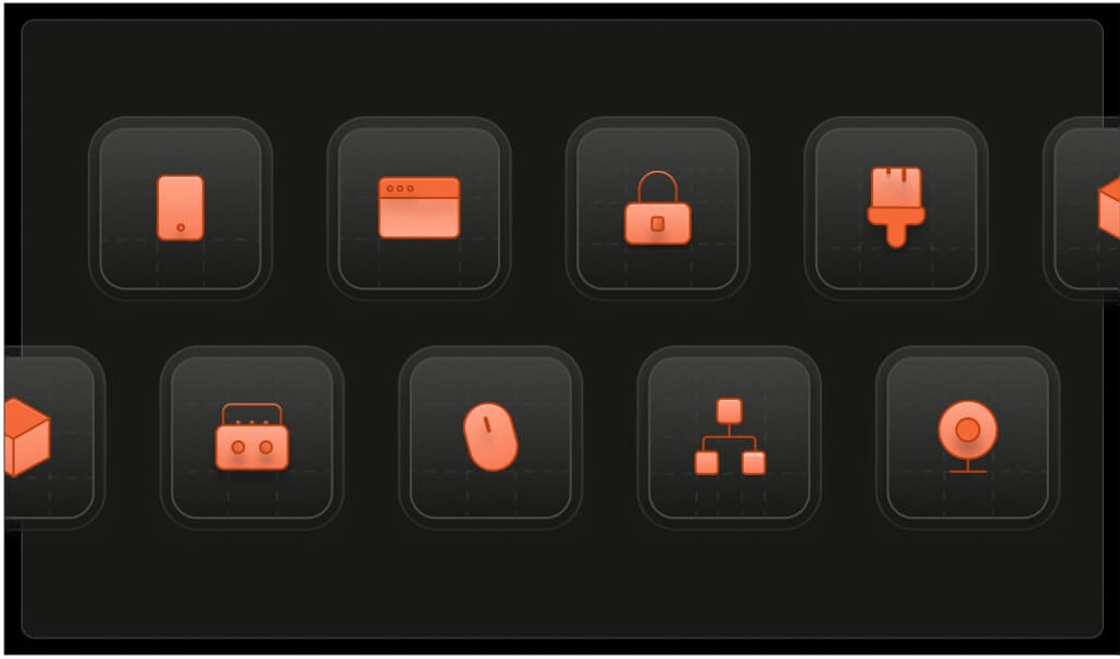 cybersecurity icons on a black background