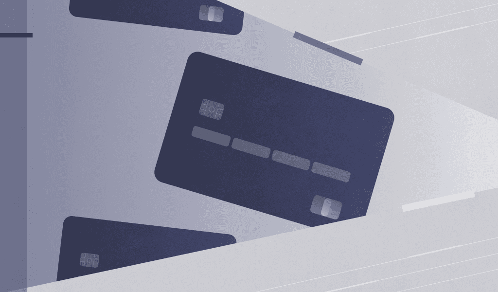 Card Cracking Definition and Prevention illustrations of a credit card on a blue and grey background
