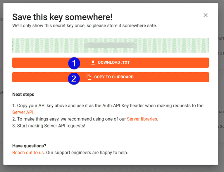 Save this key somewhere
