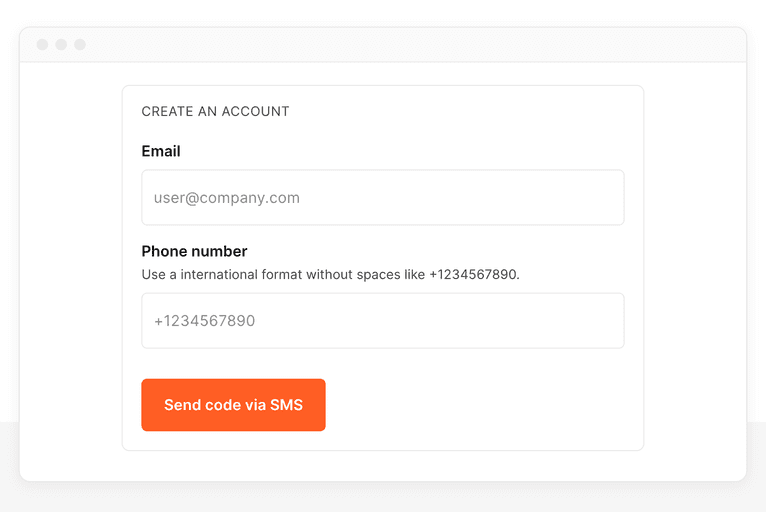 Account creation screen we want to identify visitors on