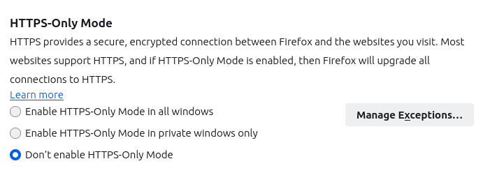 HTTPS-only mode