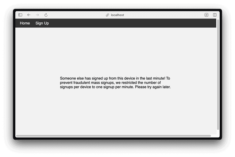 Signed up within the last minute