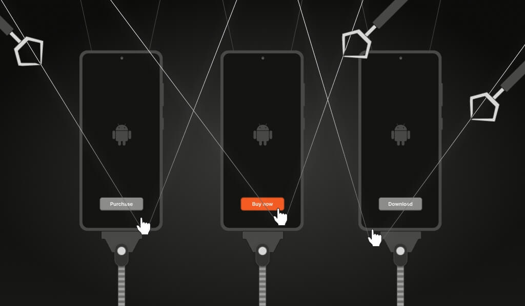 three mobile phones in a row 