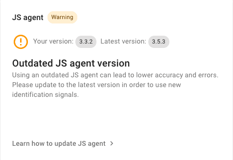 Agent version alert