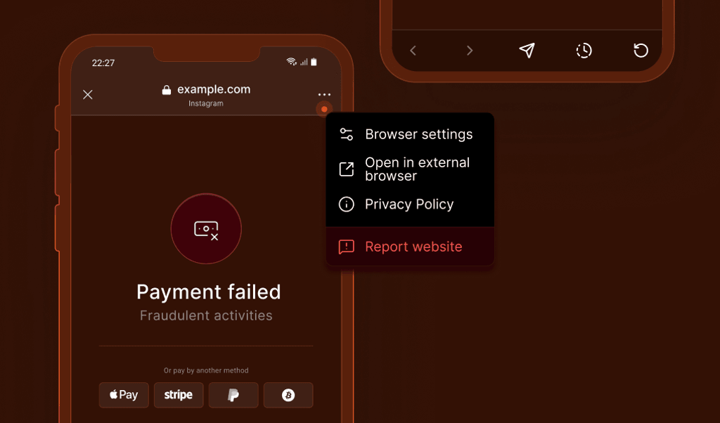 Image for preventing mobile fraud in embedded browsers