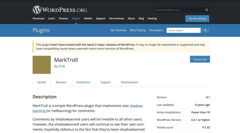 The WordPress MarkTroll plugin