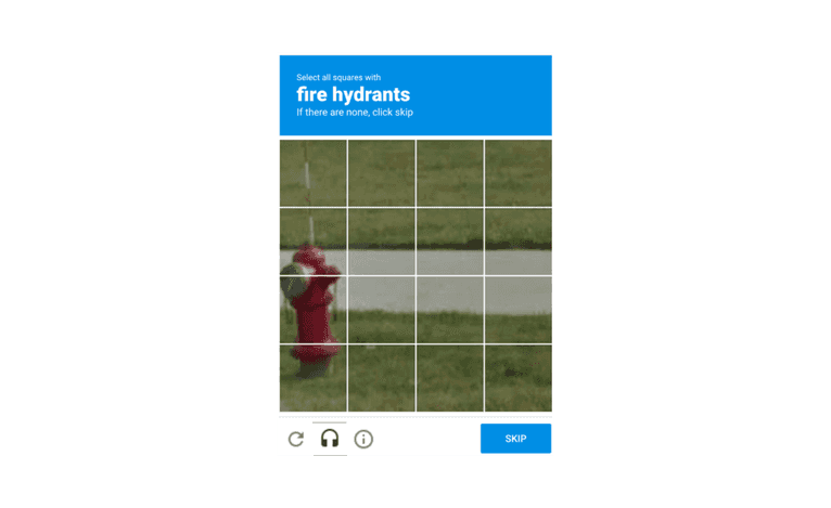 A screenshot of Google's RECAPTCHA