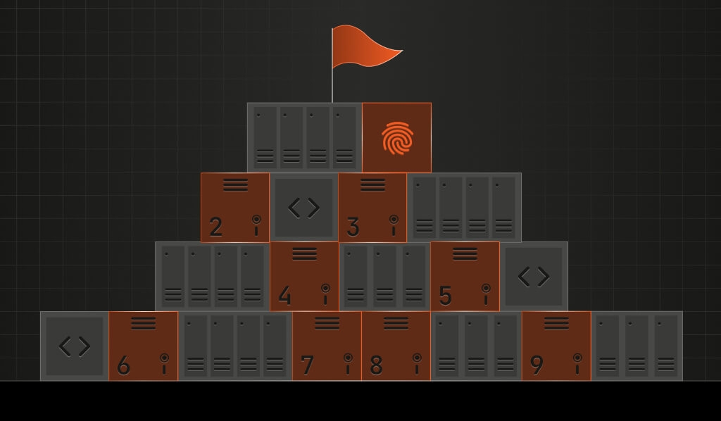 ziggurat with fingerprint logo at the top