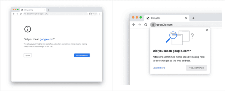 Examples of lookalike warnings