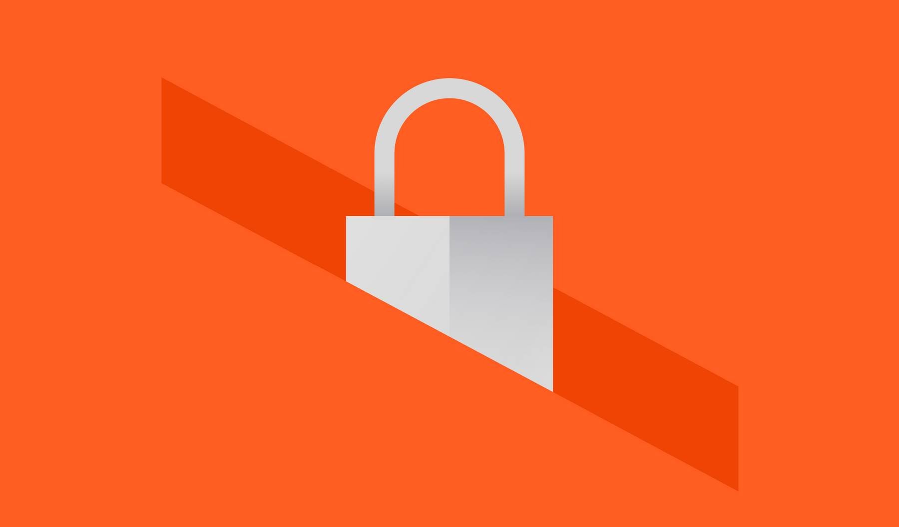 padlock on an orange background