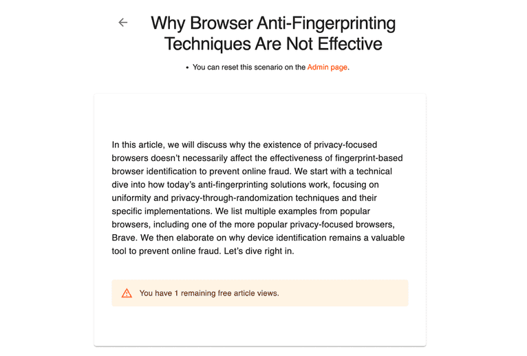 Example of a paywall in action