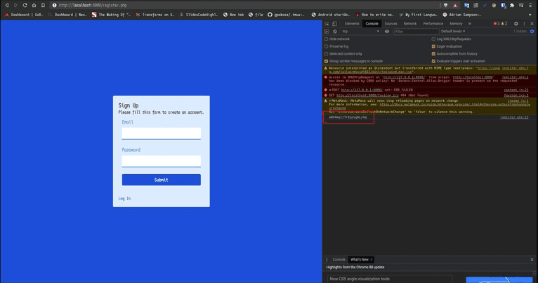 Screenshot showing the visitorID printed to the console