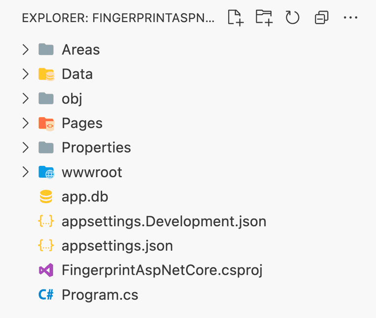 Screenshot of the files and folders created by the .NET CLI