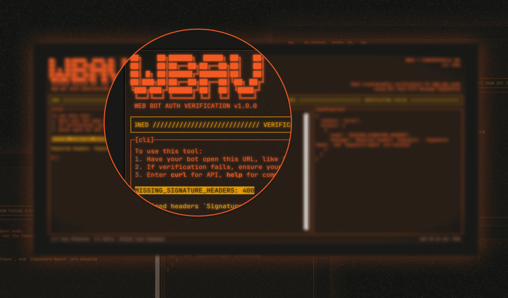 A stylized screenshot of the Web Bot Auth verification page
