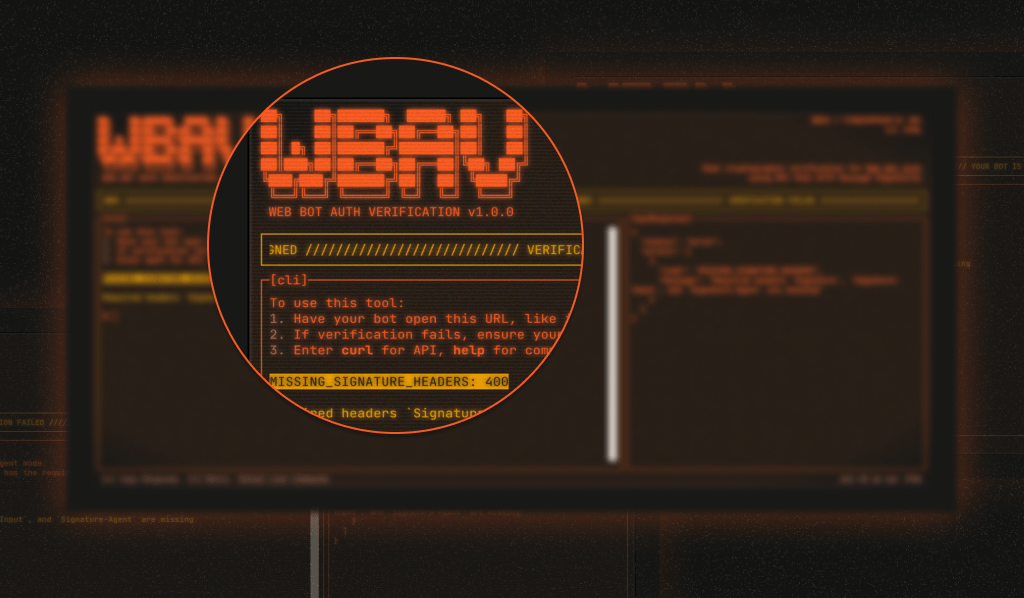 A stylized screenshot of the Web Bot Auth verification page